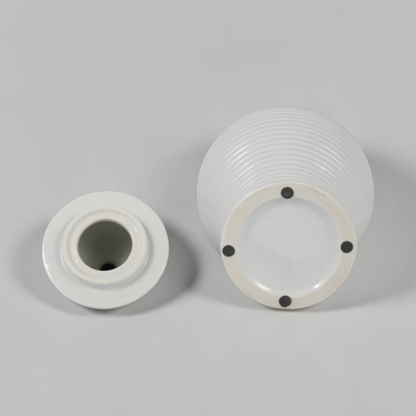 18" Ceramic Ribbed Temple Jar - White