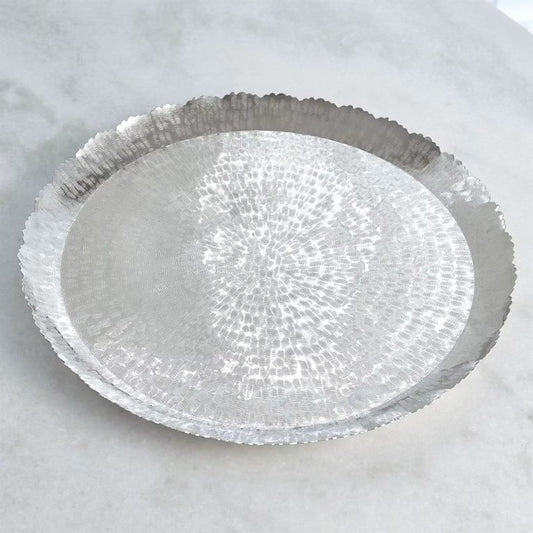 Hammered Round Tray - Nickel