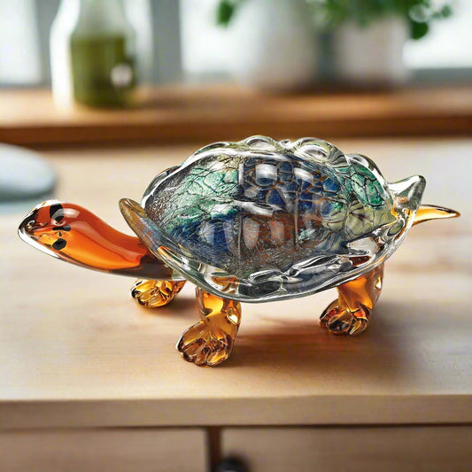 Firestorm Murano Style Art Glass Turtle