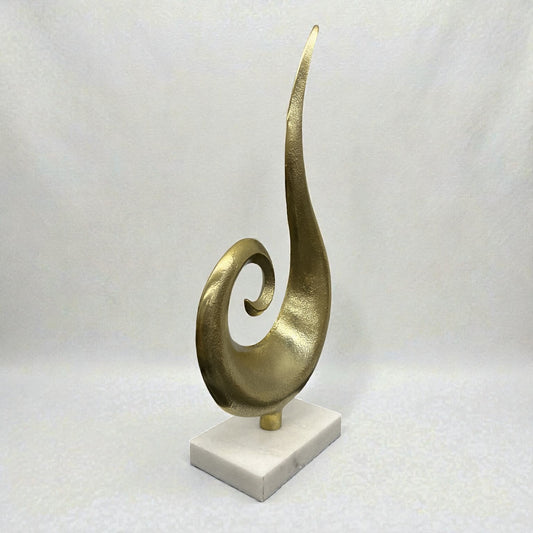 Antique Polished Brass Sculpture - Marble Base