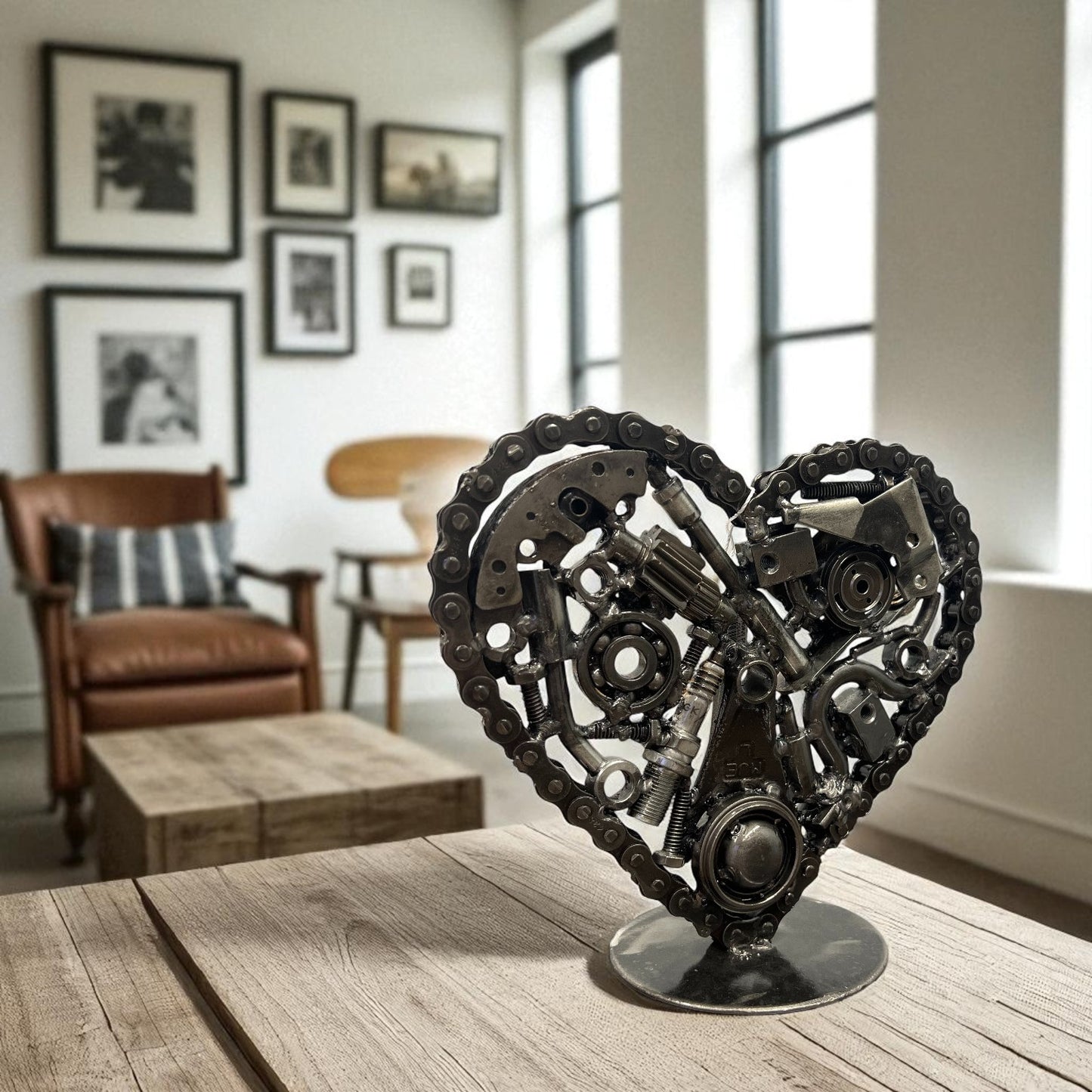 8" Heart Recycled Metal Art