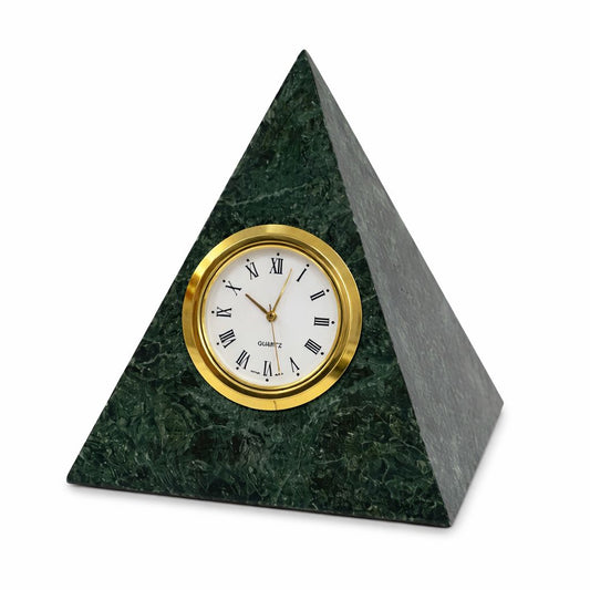 Green Marble Pyramid Quartz Clock