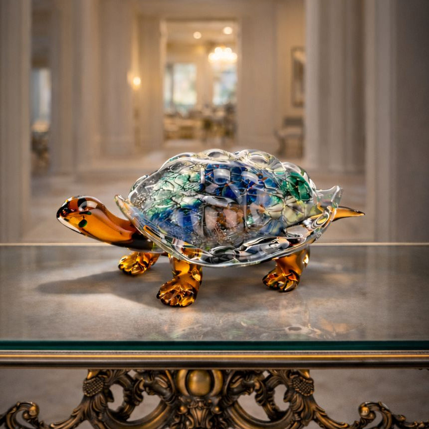 Firestorm Murano Style Art Glass Turtle