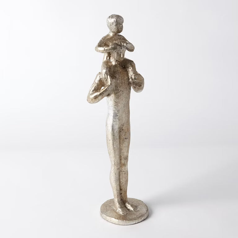Dad and Son Sculpture - Silver Leaf
