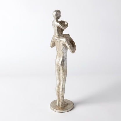 Dad and Son Sculpture - Silver Leaf
