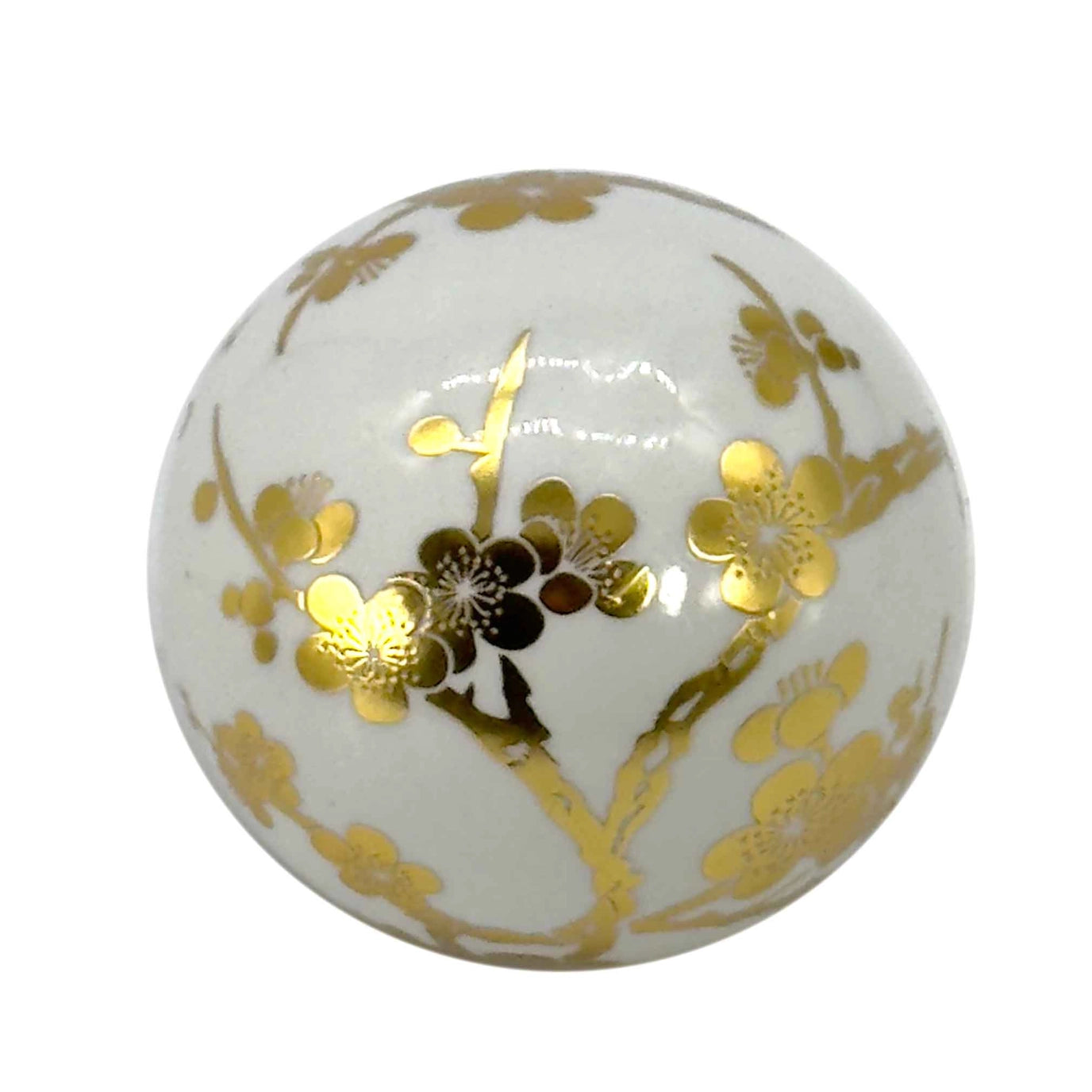 Gold & White Floral Ceramic Balls (Set of 3)