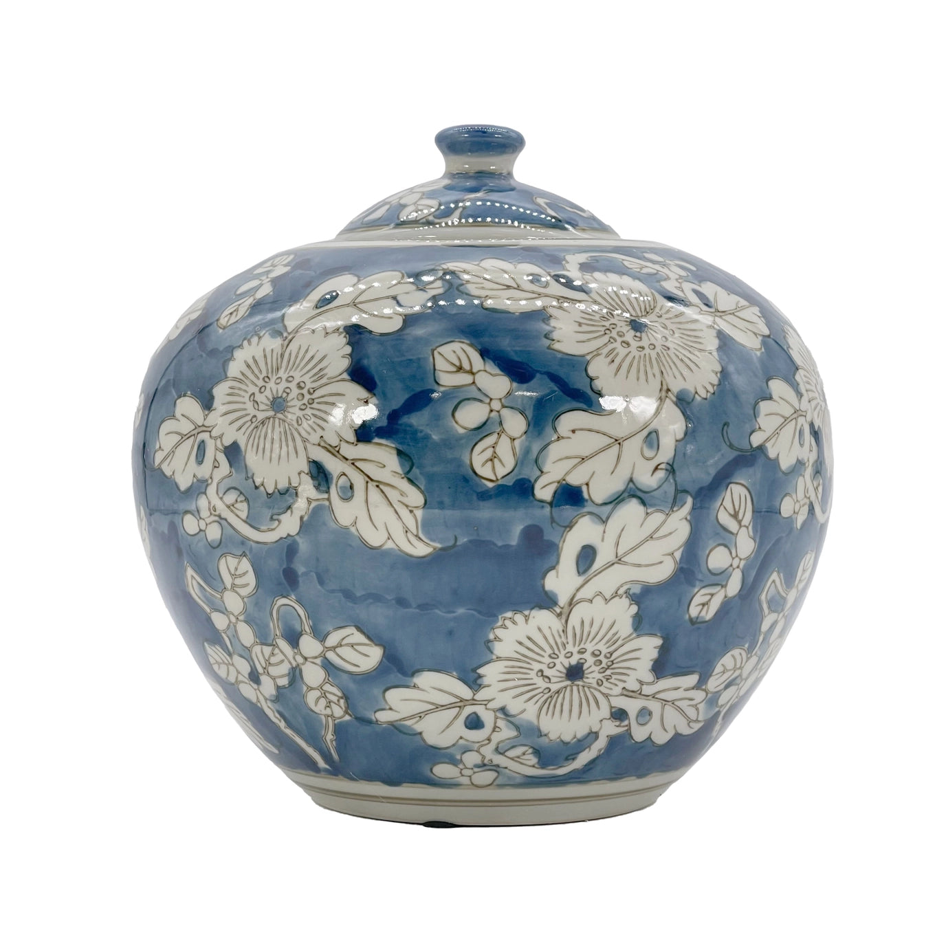 Blue & White Chinoiserie Ceramic Jar
