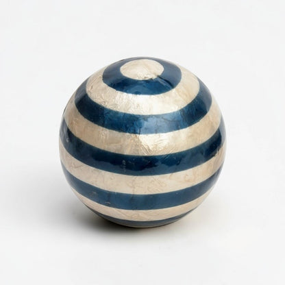 Capiz Striped Balls - Set of 6 - Blue & White
