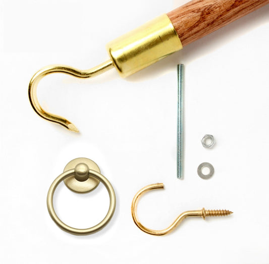 Attic Ease Ladder Pull System Kit - Brass Finish - New Pull Ring