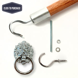 Attic Ease Ladder Pull System Kit - Pewter Finish - Lion's Head Pull Ring