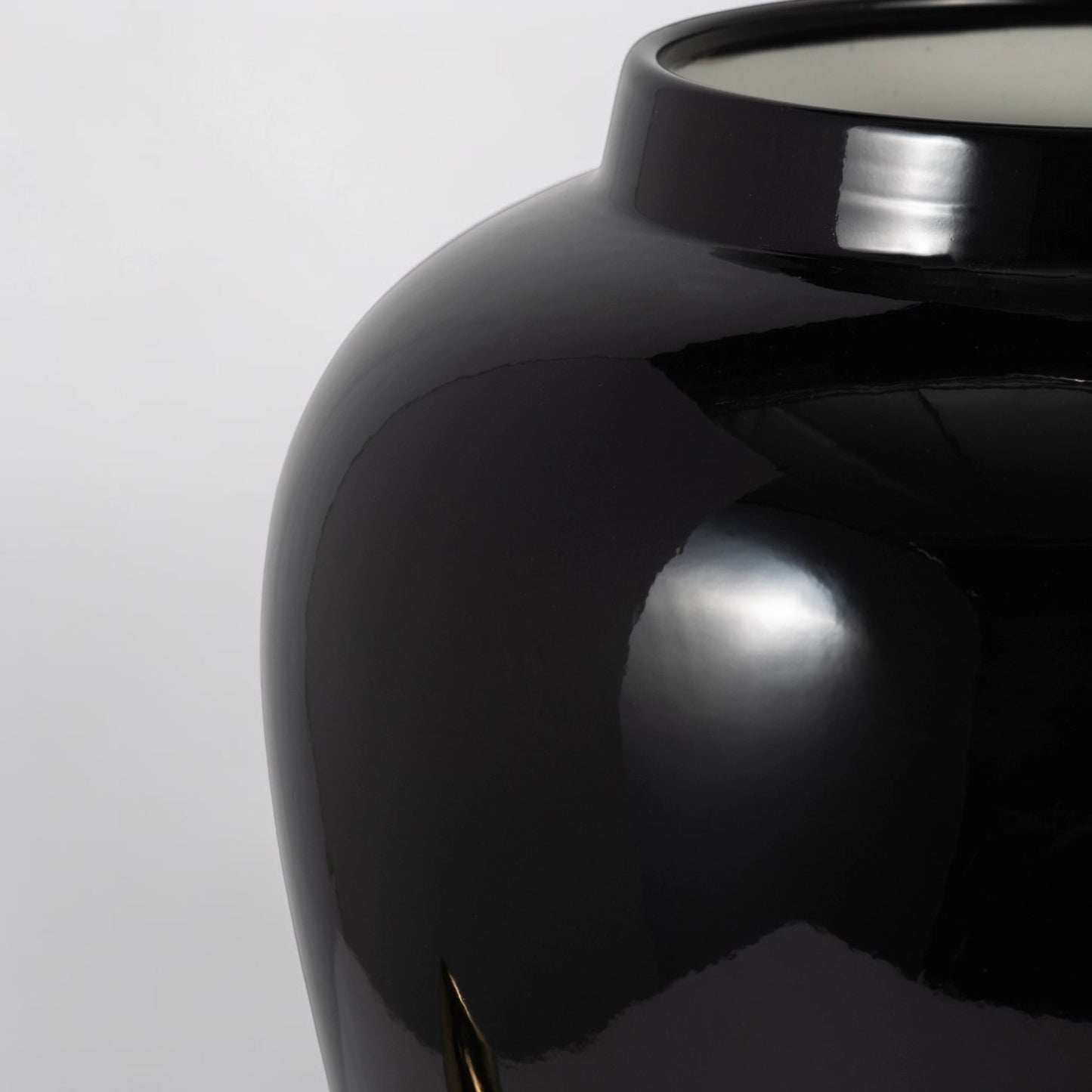 24" Ceramic Temple Jar - Black & Gold