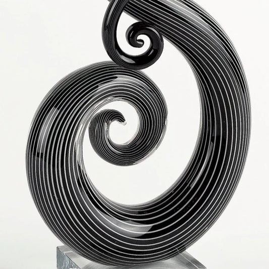 The Note - Black & White Murano Style Art Glass
