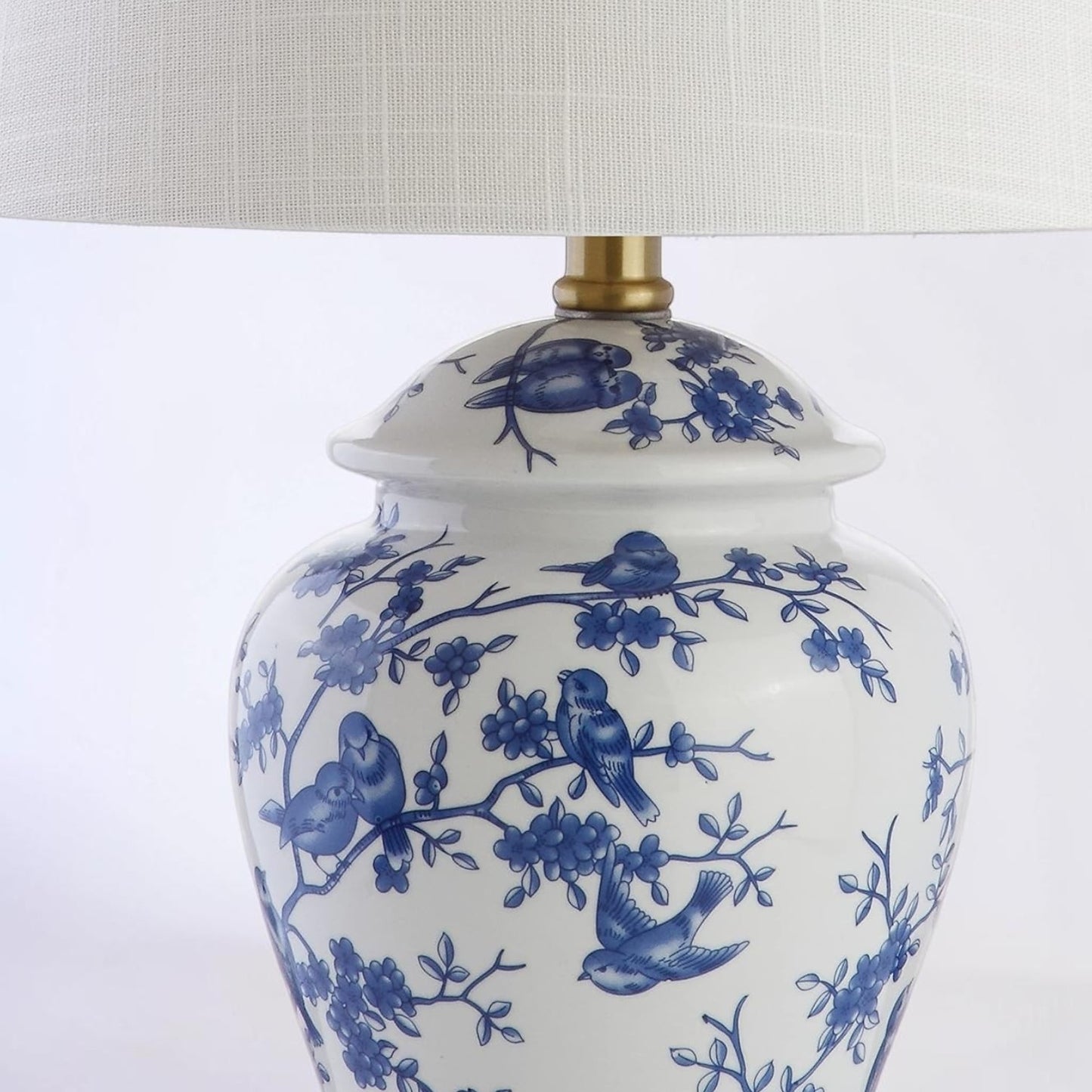 22" Blue & White Ceramic Tabletop Lamp - LED
