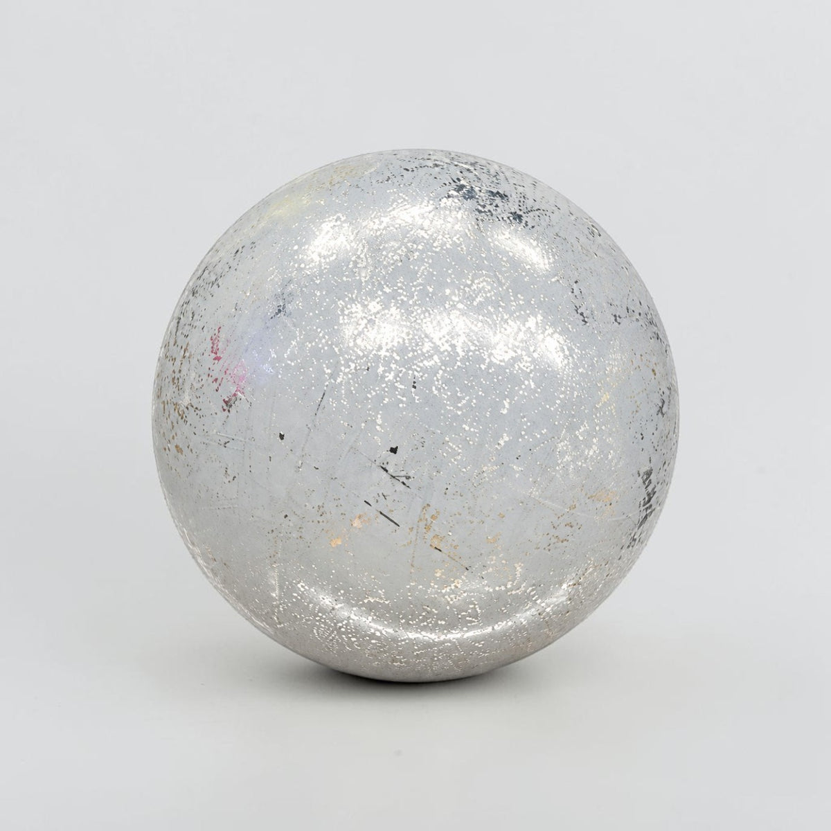 Paper Mache Silver Leaf Orb - 6"