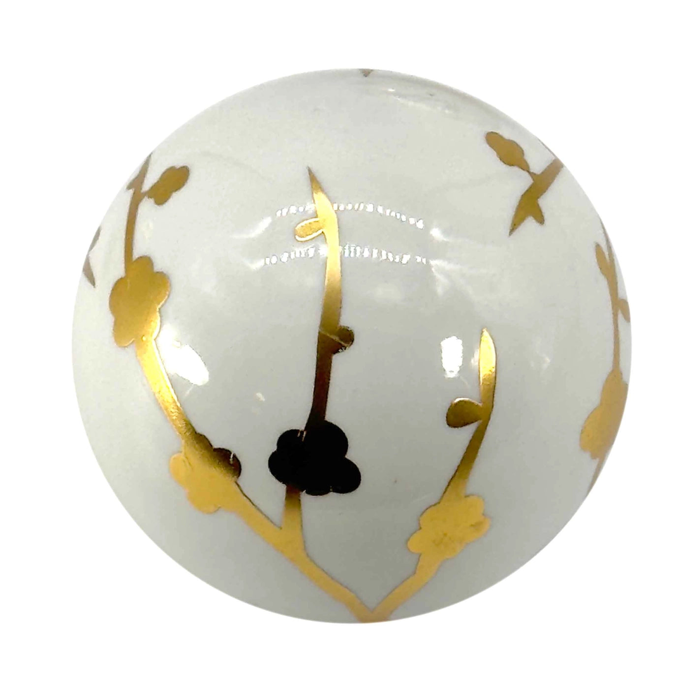 Gold & White Floral Ceramic Balls (Set of 3)