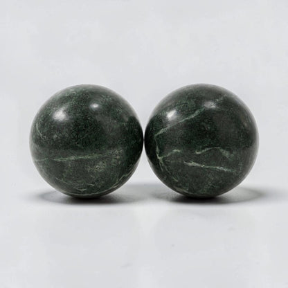 Green Marble Spheres - Set of 2