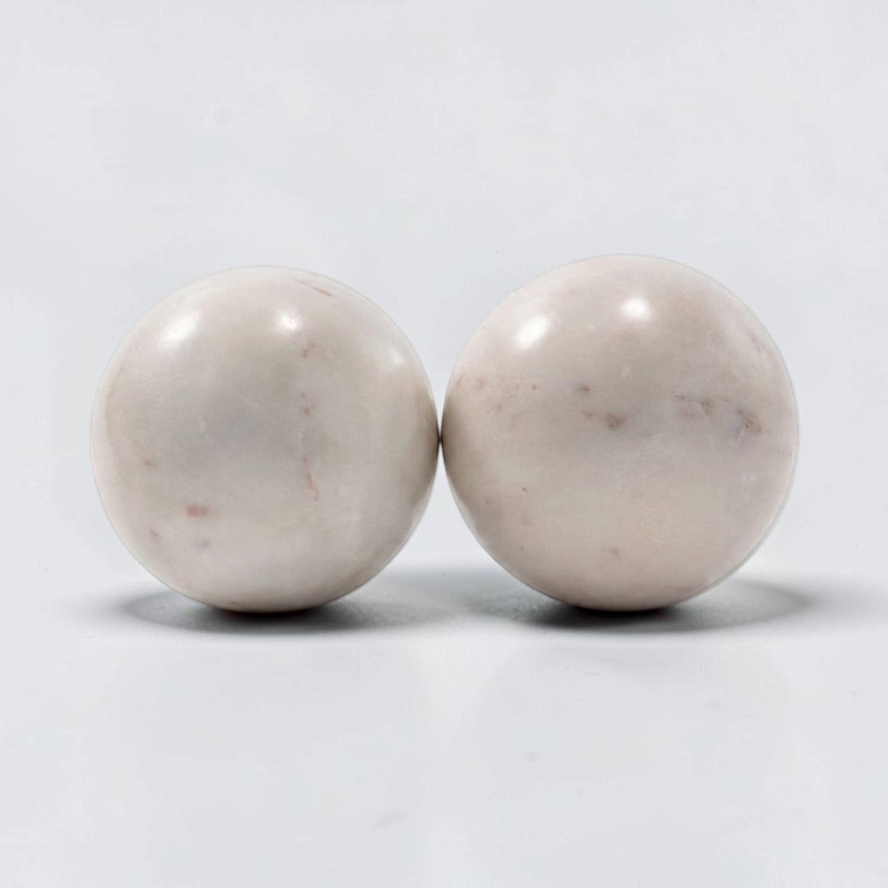 White Marble Spheres - Set of 2