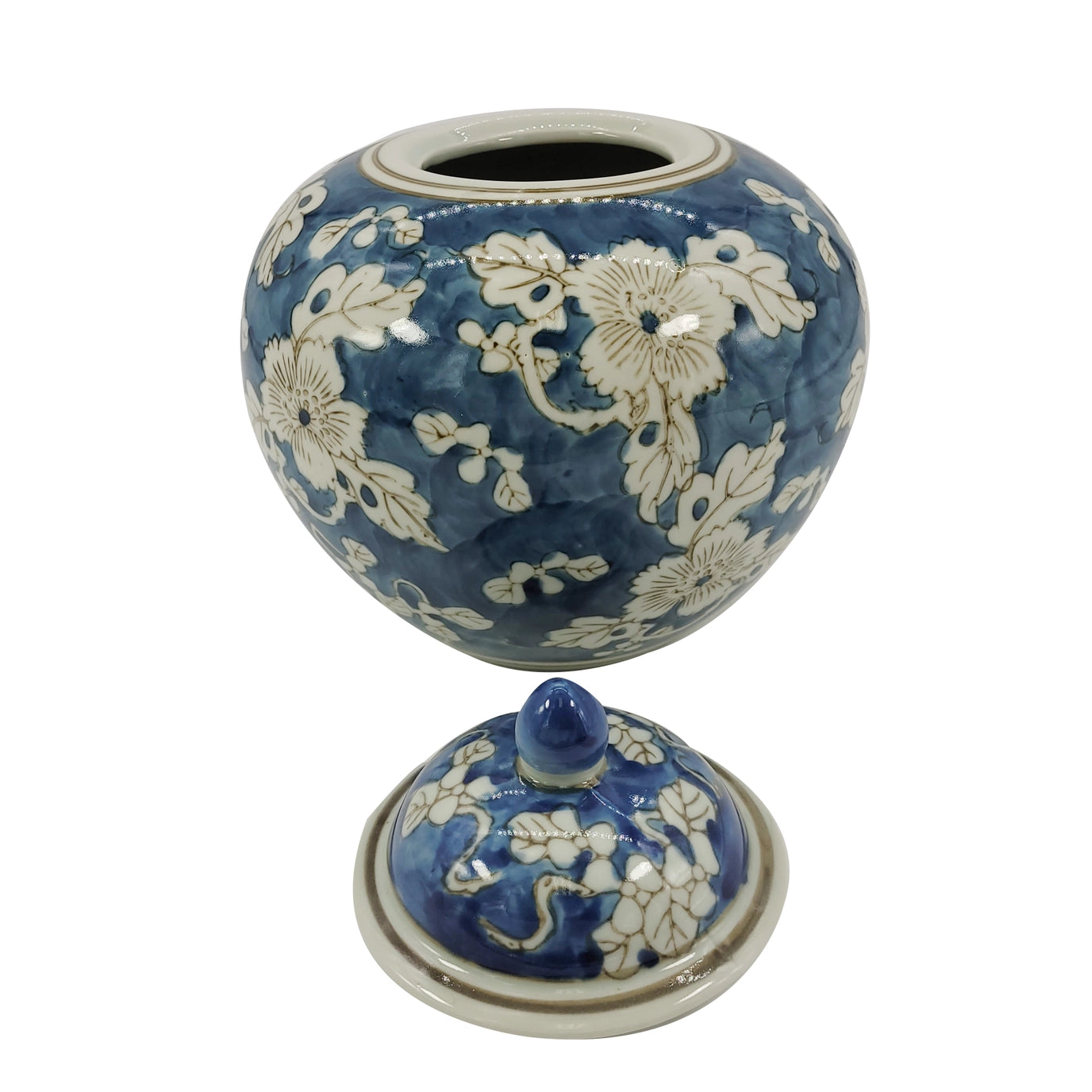 Blue & White Chinoiserie Ceramic Jar