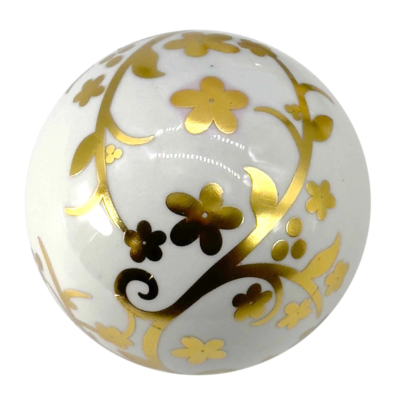 Gold & White Floral Ceramic Balls (Set of 3)
