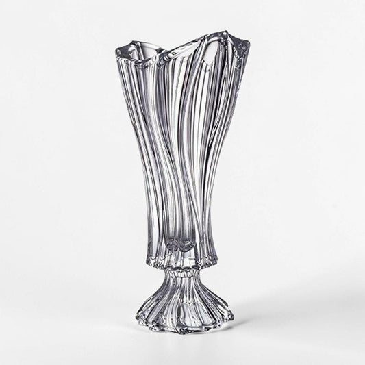 Clear Bohemian Crystal Footed Flower Vase