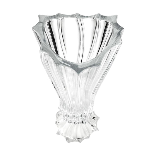 Clear Bohemian Crystal Footed Flower Vase