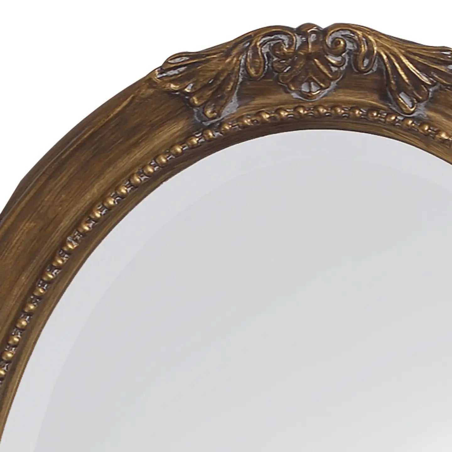 Oval Antique Gold Finish Mirror w/ Beaded Textured