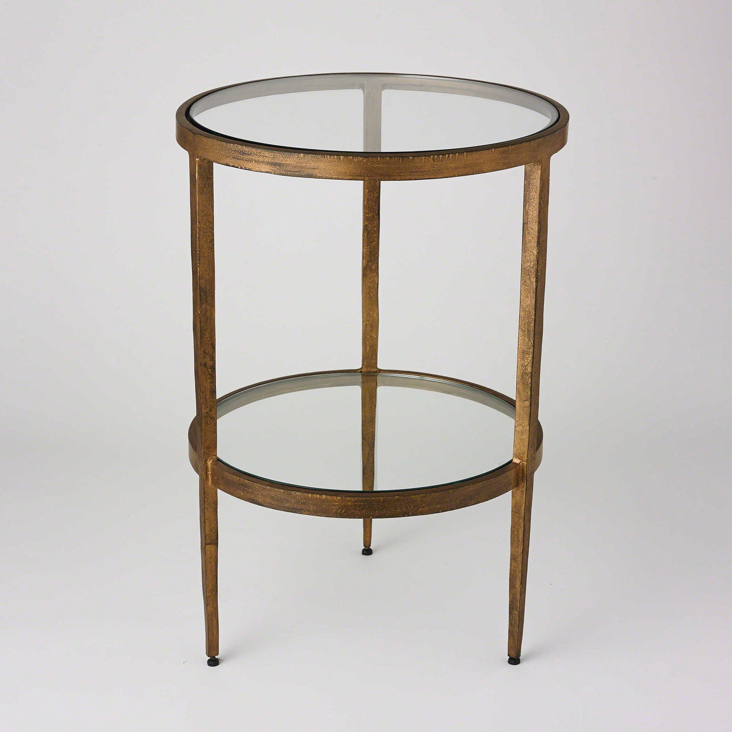 Round Glass Side Table - Antique Gold
