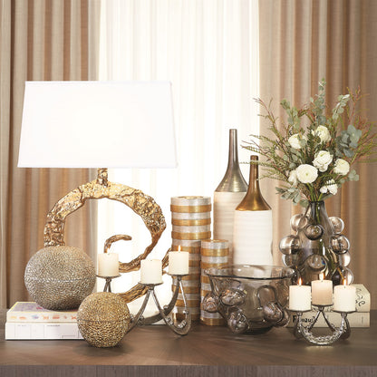 Brass Swirl Lamp w/ White Marble