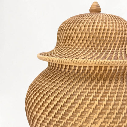 16.5" Faux Wicker Polyresin Ginger Jar
