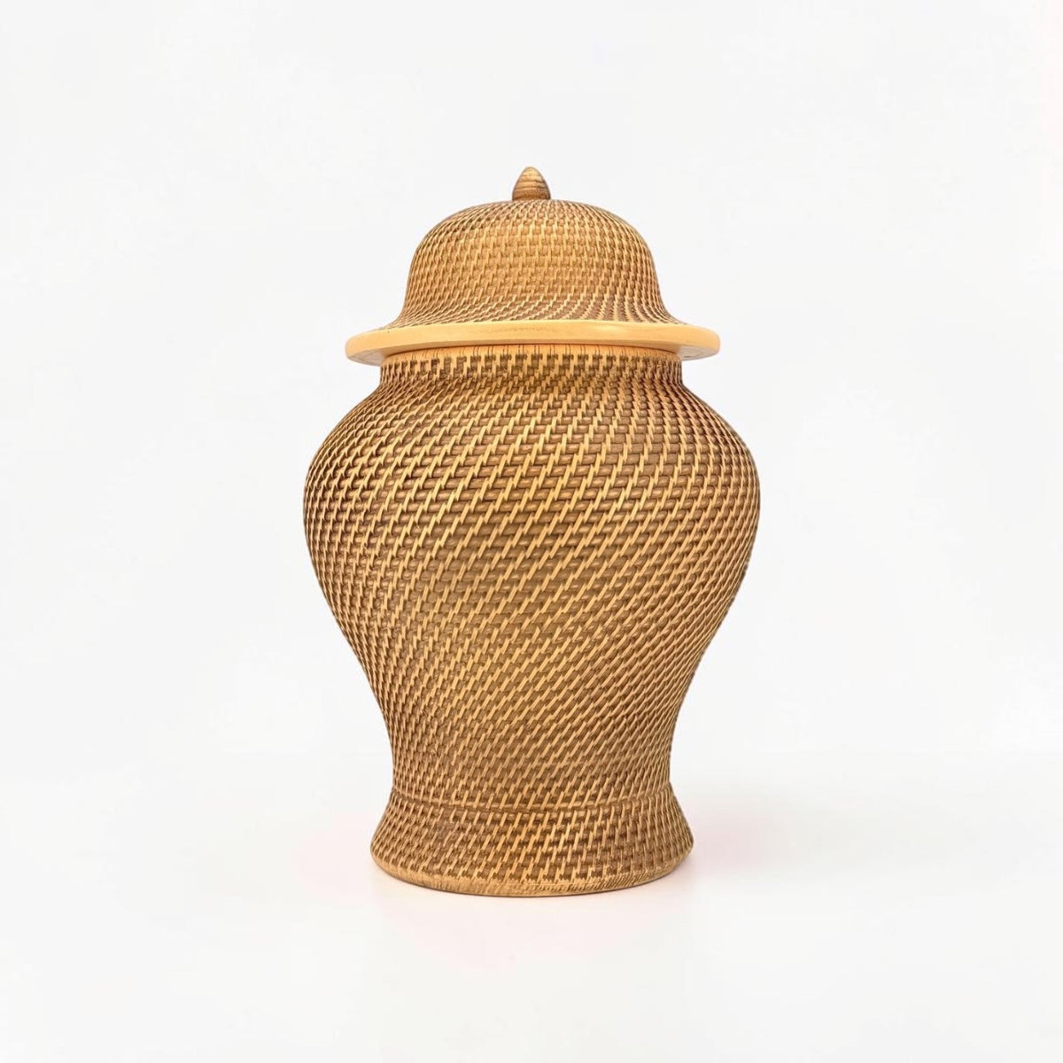 12" Faux Wicker Polyresin Ginger Jar