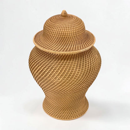 16.5" Faux Wicker Polyresin Ginger Jar