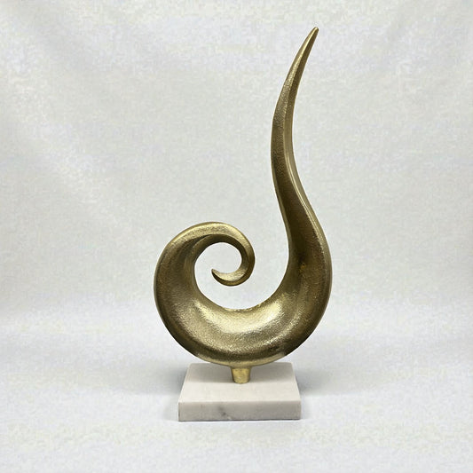 Antique Polished Brass Sculpture - Marble Base