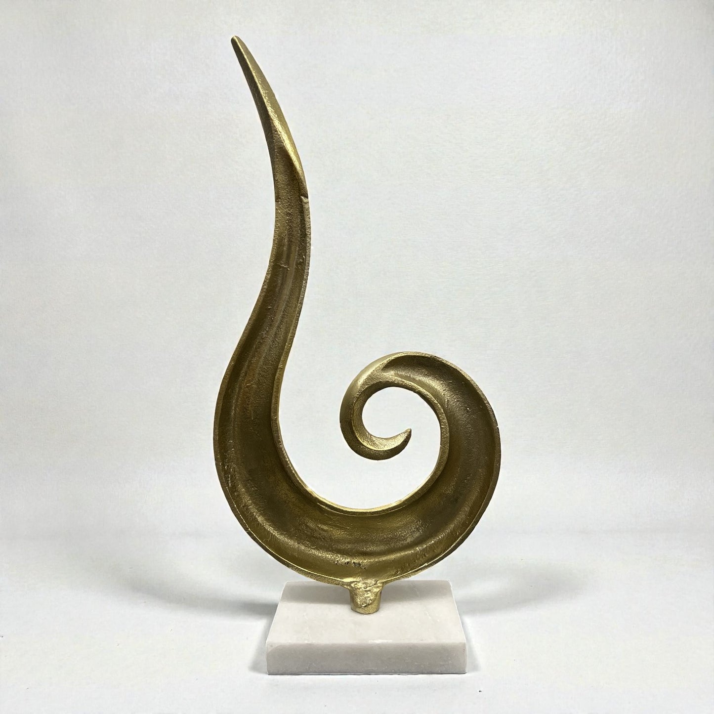 Antique Polished Brass Sculpture - Marble Base