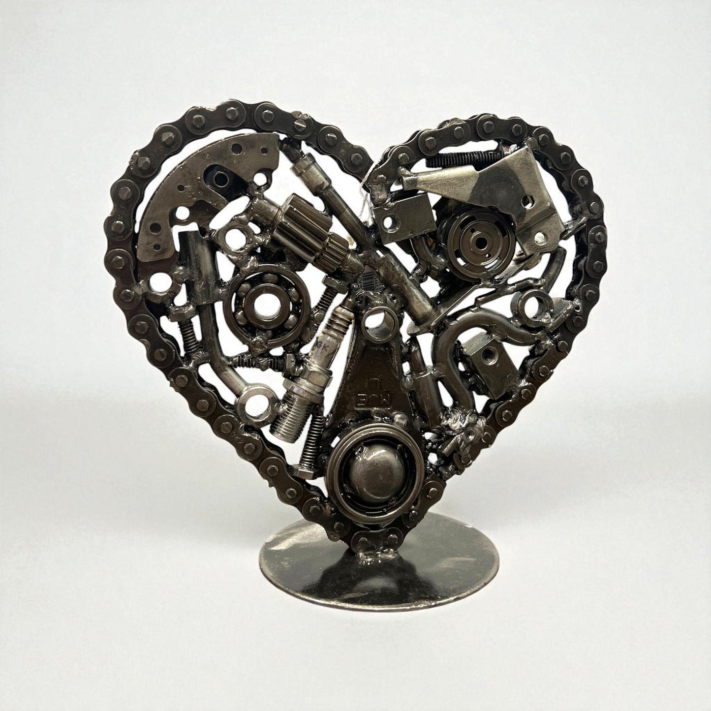 8" Heart Recycled Metal Art