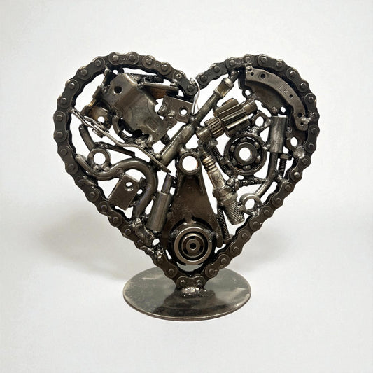 8" Heart Recycled Metal Art