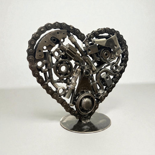 8" Heart Recycled Metal Art